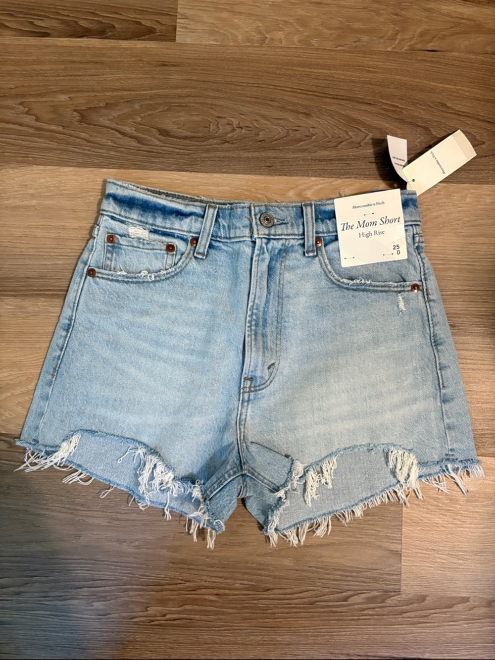 Abercrombie & Fitch Light Blue Distressed Mom Denim Shorts